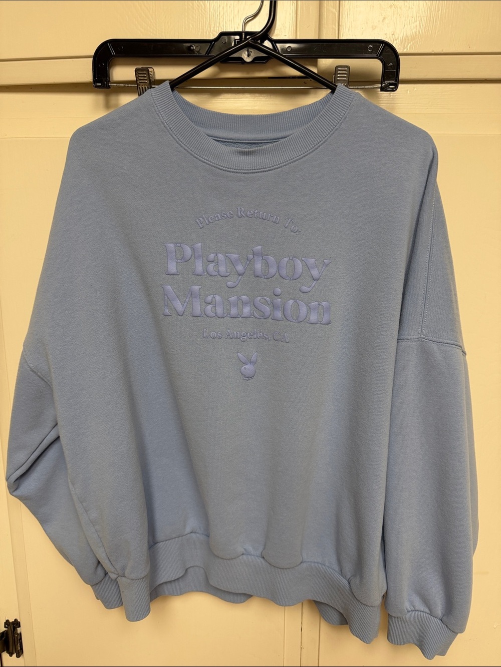 PLAYBOY Light Blue Embossed Logo Crewneck Sweatshirt